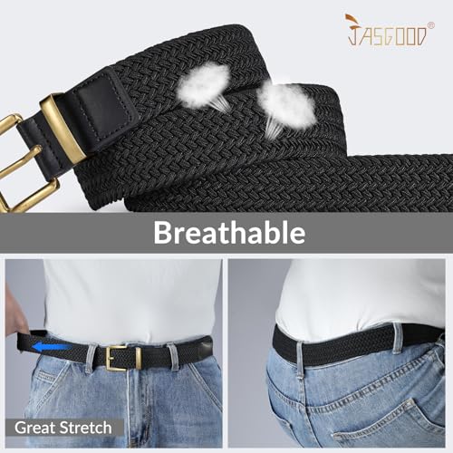 JASGOOD Braided Belt Women Stretch Woven Belts for Golf Elastic Casual 1 3/8" Jeans Shorts Pants3