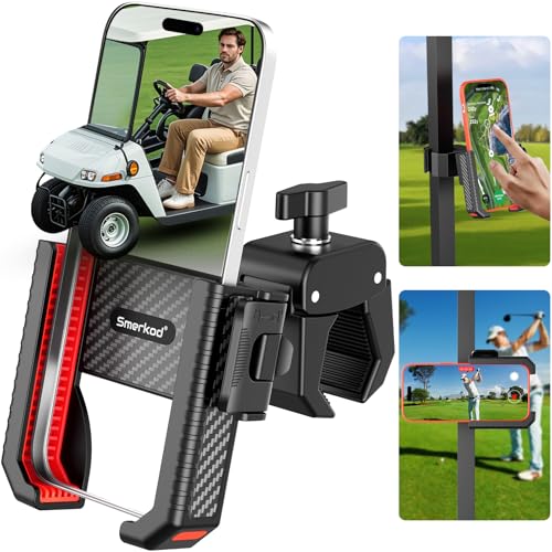 Smerkod Golf Cart Phone Holder Mount, 3s Phone Clip Install 1s Lock/Release