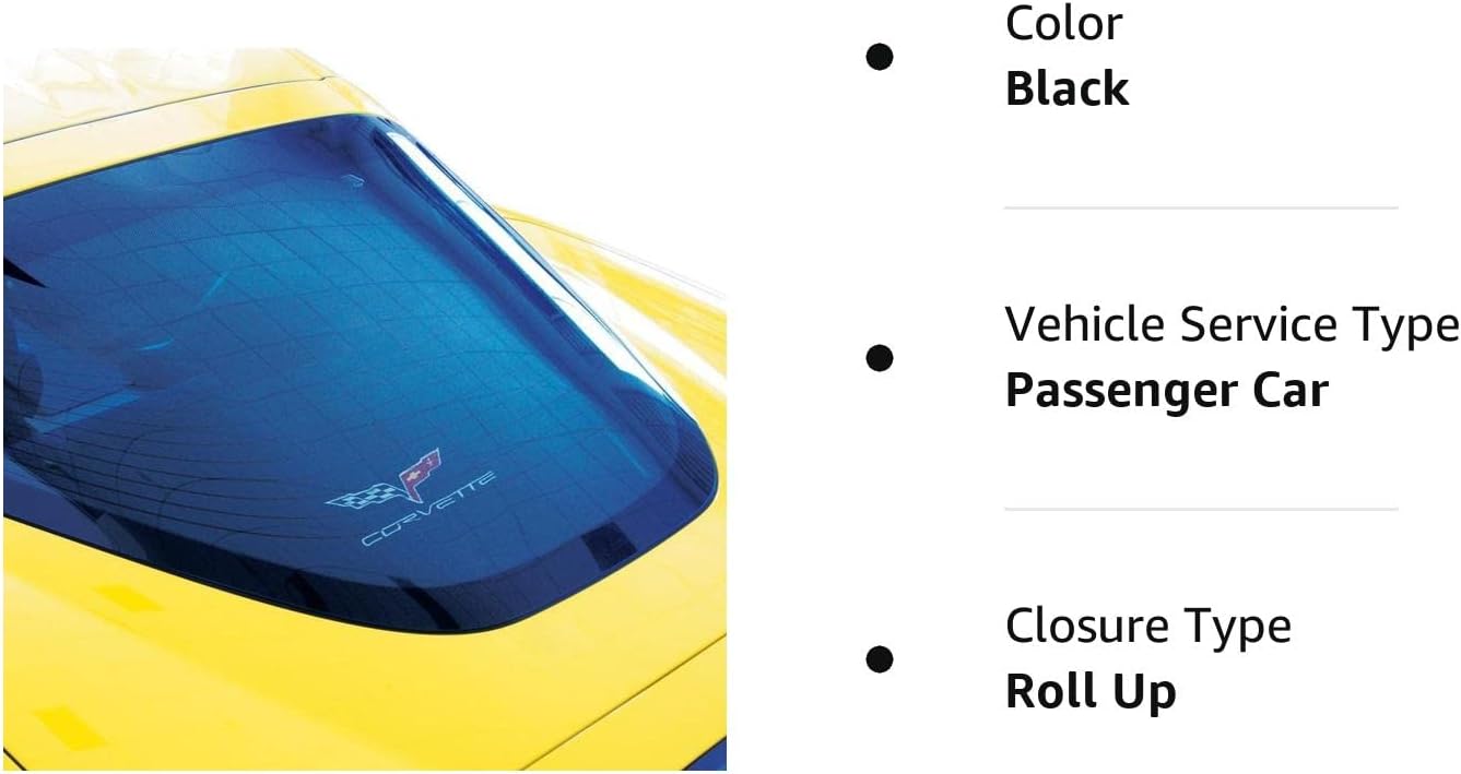 C6 Rear Cargo Shade with Embroidered Crossed Flags Logo - Sun Protector Prevents Fading for 2005-2013 Corvette