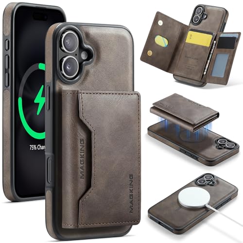 Étui portefeuille iPhone 16 Plus haut de gamme amovible avec protection RFID