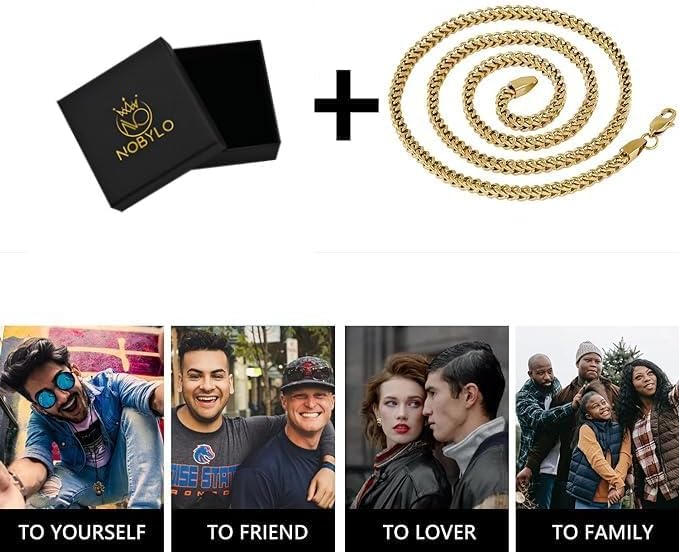 14K Gold Plated Franco Chain 2.5MM 4MM Stainless Steel Square Box Link Chain Necklace For Men Women 18''-24'' - Image 8