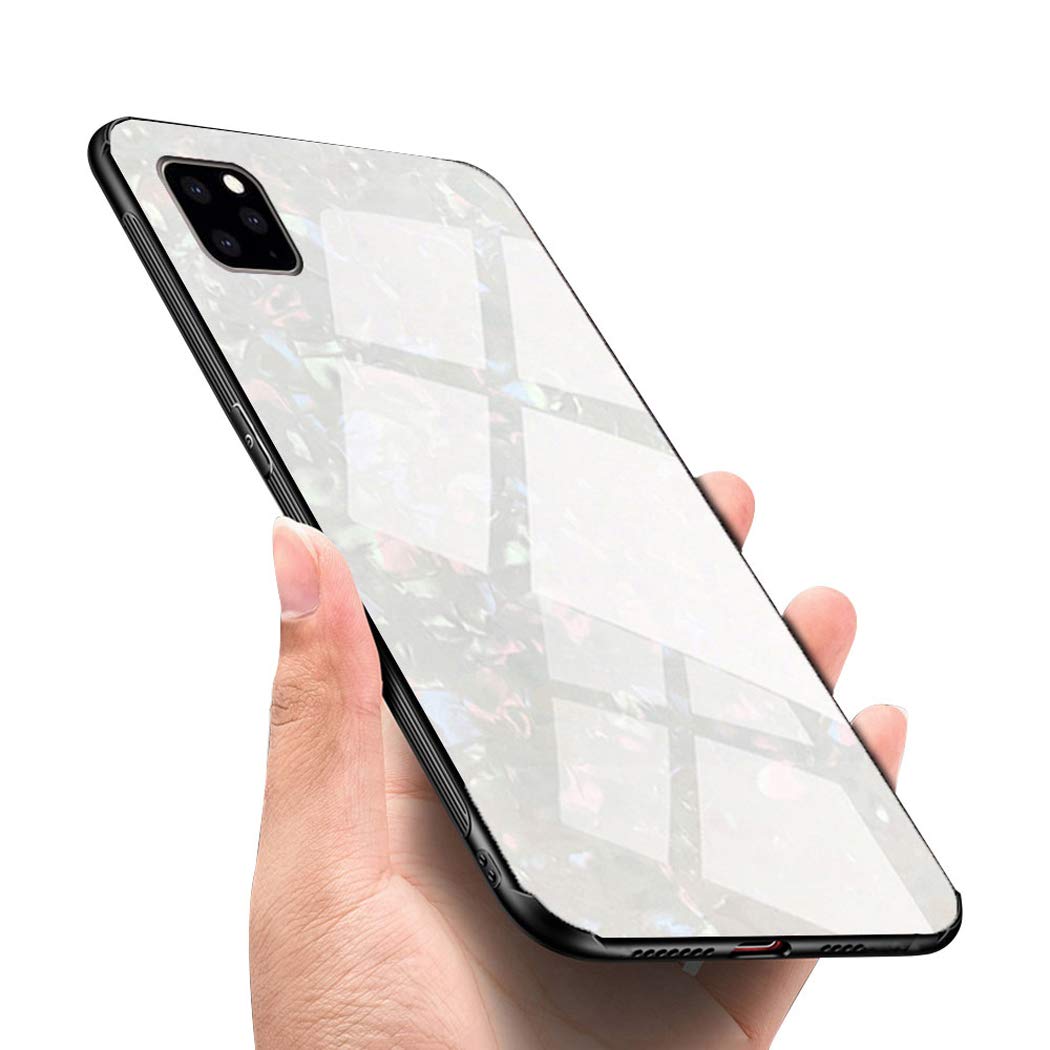 Luhuanx Case Compatible with iPhone 11 Pro,Tempered Glass with Conch Shell Pattern Back + TPU Frame Hybrid Shell Slim Case for iPhone 11 Pro in 5.8 inch,Anti-Scratch (Drop) 2019 case
