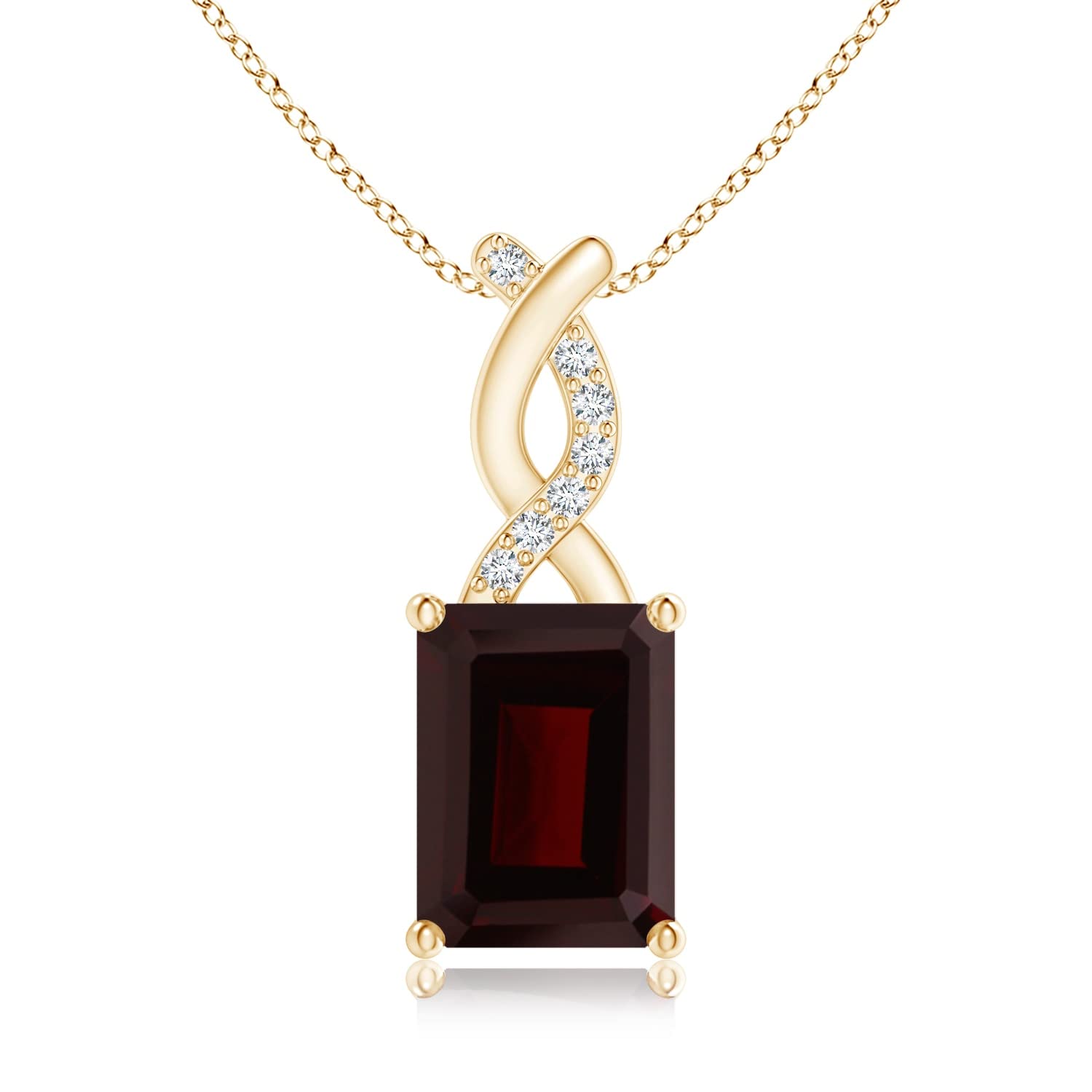 Angara Natural Garnet Pendant Necklace with Diamond Entwined Bale (1.8 cttw Garnet) - January Births