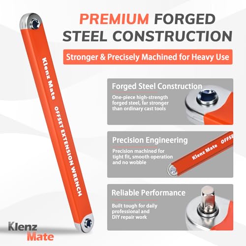 Image of Offset Extension Wrench with 1 /4 inch, 3 /8 inch, 1 /2 inch Drive Adapters & 1 /4 inch Socket | Low Profile Tool for Tight Spaces, Use with Ratchet & Socket, 0 Swing Arc Extension Tool for Tight Spaces & Auto Repair