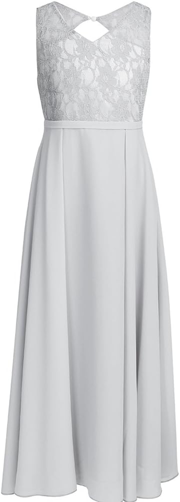 YiZYiF Kids Big Girls Lace Chiffon Bridesmaid Flower Girl Dance Party Maxi Dress