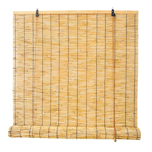 EWQSDFV Estor Enrollable de Bambú para Puertas y Ventanas Cortinas Bambu Exterior Persianas 50 60 80 90 100 115 130 140 145 160 170 cm Romanas Persianas de Caña Enrollables Natural para Jardín Porche