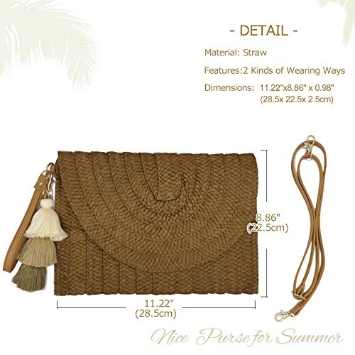 Aovtero Straw Clutch Purse Women Crossbody Bag Summer Beach Shoulder Bags Envelope Wallet Handbags2