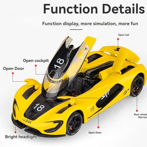 Image of Dodge SRT Tomahawk Sport Model Car 1:32 Scale Exclusive Alloy Metal Pull Back Die-cast Car Toy with Openable Doors & Light Music Boys Toys for Kids【Colors as Per Stock】