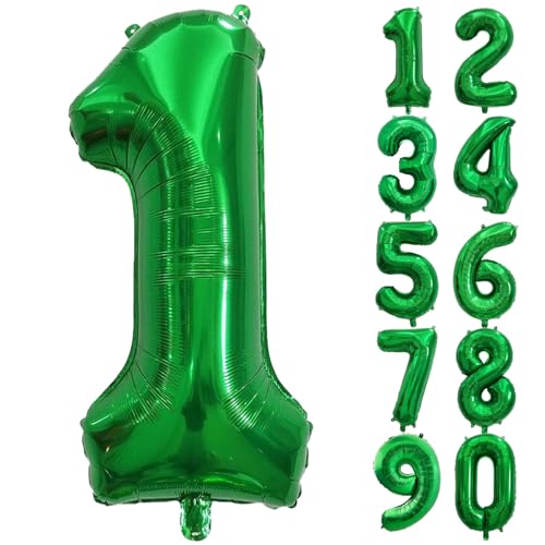 Image of Number Balloons Green Party Balloon - Giant Number 1 Balloon, 40 Inch Large Balloon for St. Patrick's Day Games Theme Birthday Decoration, Girls Boys Party Supplies