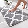 OLANLY Bathroom Rugs, Soft and Absorbent Microfiber Bath Rugs, Non-Slip Shaggy Shower Carpet, Machine Wash Dry, Bath Mats for Bathroom Floor, Tub and Shower, 24x16, Grey