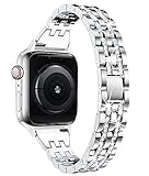 Compatible with Apple Watch Band with Case 38mm 40mm 42mm 44mm for Women, CTYBB Rhinestone Metal Jewelry Wristband Strap Replacement for iWatch Bracelet Series 5/4/3/2/1