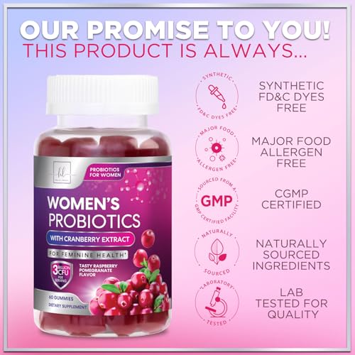 Image of Probiotics for Women Gummies with Cranberry - 6 Premium Strains for PH Balance - Women Probiotics for Digestive Health, Vaginal & Immune Support, Women's Probiotic Feminine Health Gummy - 60 Gummies