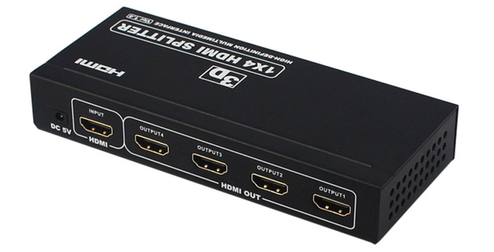 HDMI Matrix Switch ，Dispensatore Hdmi, Splitter HDMI a 4 porte Splitter 1x Distributore HDMI 1.4 in uscita 1,44 per 4Kx2K Full HD 1080P