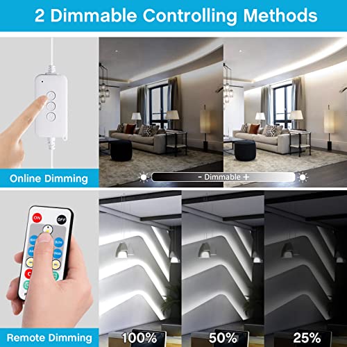 Prewwy Under Cabinet Lights, Dimmable Led Strip Lights White, 12V Closet Lights With Rf Remote, Timer 300 Leds Tape Lights For Kitchen/Shelf/Desk/Showcase/Bedroom/Mirror/Restaurant (16.4Ft,6000K) #TOP1