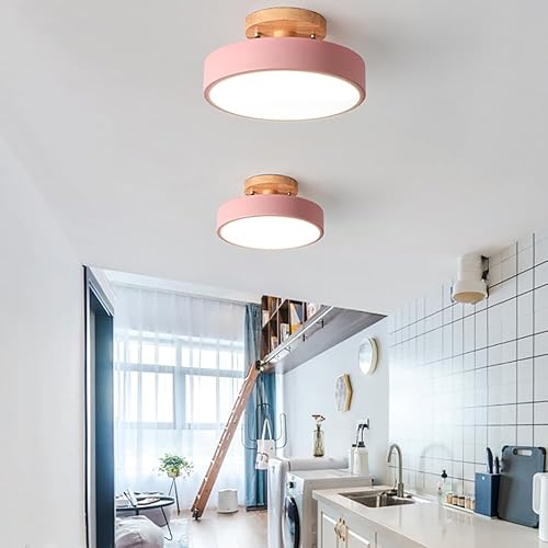 Vista 109 de Lámpara LED de techo, 34 pulgadas, 7 luces, moderna lámpara de techo empotrada de madera de 56 W, lámpara regulable para sala de estar, dormitorio