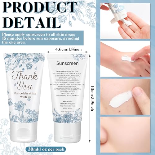 Image of 36 Sets Sunscreen for Baby Shower Party Favors SPF 30 Mini Lotion 1 oz Resistant Travel Sunscreen Bulk Thank You Gifts for Guest Party Supplies(Flower)