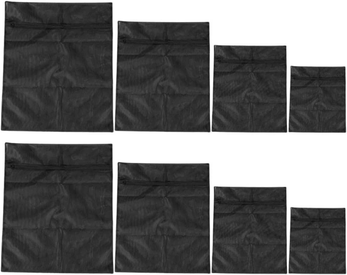 Mesh Laundry Bags Set for Delicates and Shoes, Black Zippered Mesh Wash Bags in Large, Medium, Small, and Mini Sizes for Washer and Dryer, Breathable Laundry Organizers for Travel