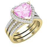 DazzlingRock Collection Anillo de compromiso 9 mm con forma de corazón para mujer en oro amarillo de 18 quilates