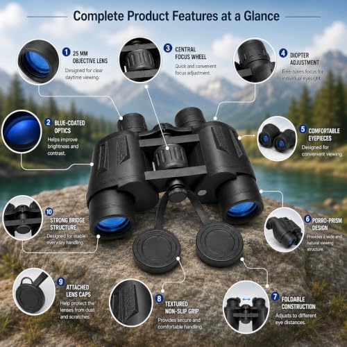 Image of Telescope HD Vision Binoculars 10000M High Power for Outdoor Travel Stargazing Concerts Sports Optical Vision Binocular Fixed Zoom (New 8 X 40)