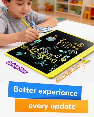 Image of KOKODI LCD Writing Tablet, 16 Inch Colorful Toddler Doodle Board Drawing Tablet, Erasable Reusable Electronic Drawing Pads, Educational and Learning Toy for 3-6 Years Old Boy and Girls(Yellow)