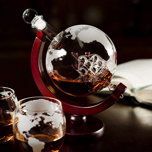 Atterstone Whiskey Decanter Set Globe Decanter Whiskey Decanter Sets For Men Decanter Globe Set Great Gift Bourbon Decanter Scotch Decanter Sets 850 Ml Includes 2 Glasses Whisky Funnel #TOP4