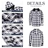 LBL Men's Hoodies Fleece Hooded Jacket Full Zip Plaid Shirt Sweatshirts Winter Thick Coats with Pockets BS008 Black XXL #5