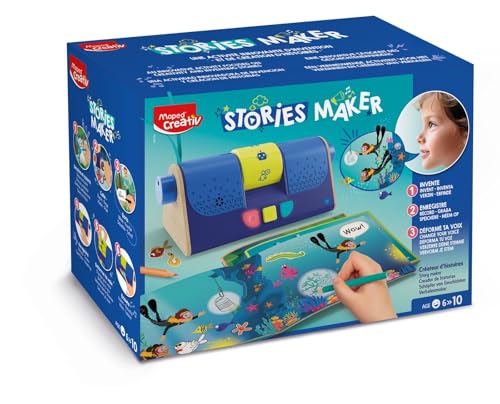 Maped Creativ - Stories Maker - Créateur d'Histoires, Dessiner, Inventer et Enregistrer des Histoires - Avec Déformateur de Voix et + de 200 Stickers - Activité Créative, Dès 6 Ans
