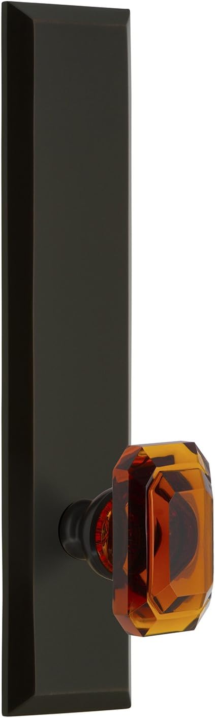 Grandeur 836438 Hardware Fifth Avenue Tall Plate Baguette Amber Knob, Single Dummy, Satin Nickel