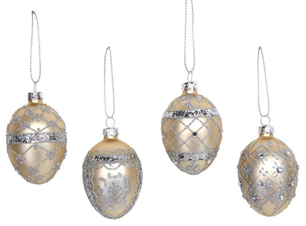Gisela Graham Gold,Silver Glitter Mini Glass Egg