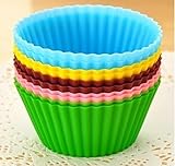 Drhob 12pcs/lot Mixed Colors Round Silicone Muffin Cases Cake Cupcake Liner Baking Molds Cake Moulds Gift (Color: Multicolor Random)