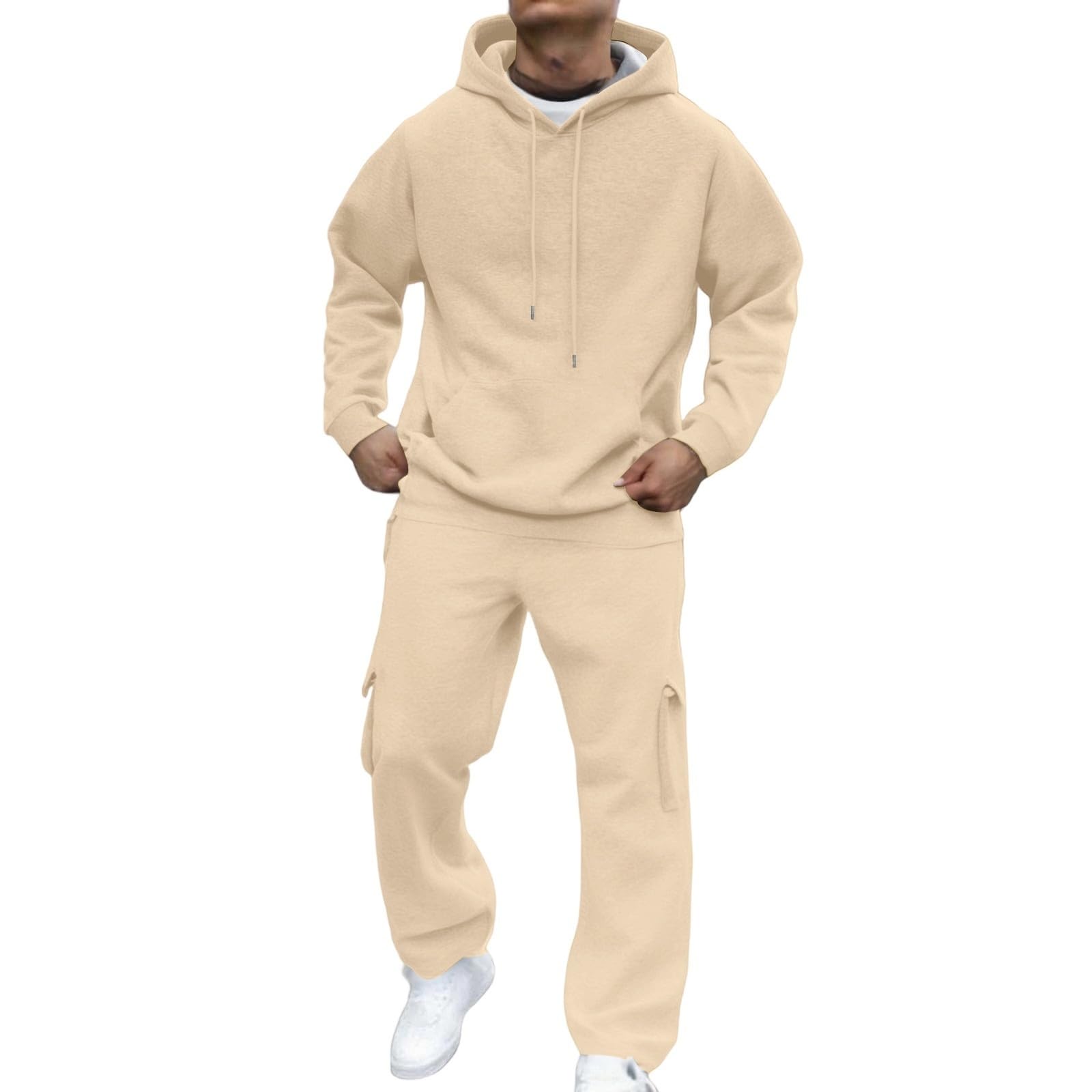 Generisch Męski dres treningowy, 2-częściowy zestaw dresów, dresy treningowe dla mężczyzn, bluzy do biegania, odzież jesienna (morelowy, M)