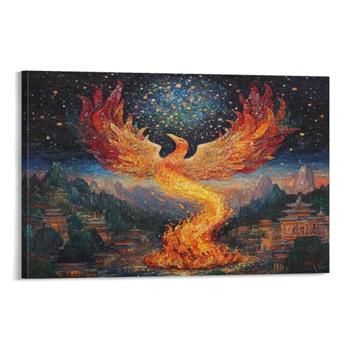 Tableau phénix déco murale moderne en toile 30x45cm pour salon
