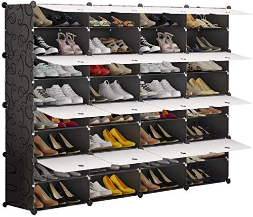 KOUSI Portable Shoe Rack Organizer 72 Pair Tower Shelf Storage Cabinet Stand Expandable for Heels, Boots, Slippers? 8-Tiers Black