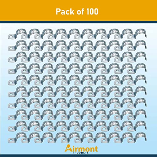(Pack Of 100) Airmont Products Ap-10552, One Hole Emt Pipe Strap For Conduit Installation, 3/4 Inch Trade Size, Snap-On Type, Reinforced Rib For Extra Strength, Galvanized Zinc Plated Metal, #TOP5