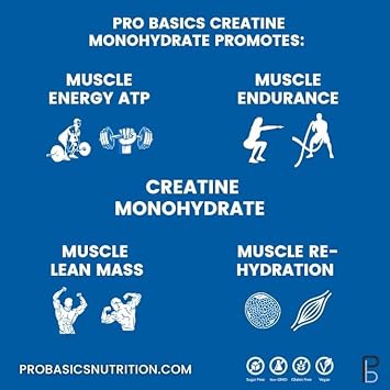 Pro Basics Micronized Creatine Monohydrate Powder 10.6oz. Unflavored. Pure Non Grainy Dissolve Easily No Additives Vegan & Keto. 60 Servings 5000mg 5g per Scoop. Take Pre or Post Workout