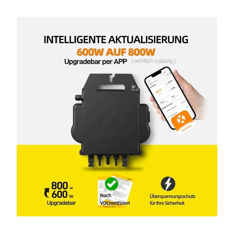 Estock1speed KIT PANNELLO SOLARE DA BALCONE FOTOVOLTAICO Plug&Play 820w Moduli solari 2x410W, +Inverter per sistemi AP EZ1-M +Cavo CA 10metri