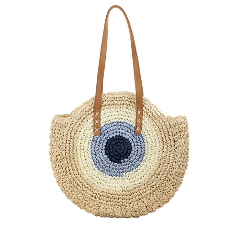mairo lifestyle Straw Wicker Handmade Boho Summer Beach Round Shoulder Bag-picture-34