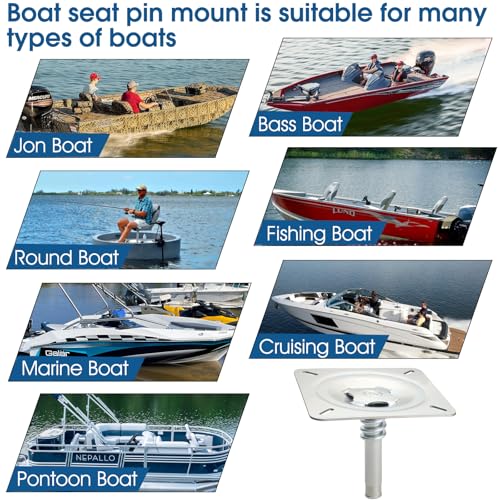 CLLOMAGY Boat Seat Base Pedestal Boat Seat Pin Mount Plated for 3/4" Marine Pedestal Post,Zinc Plated Steel Pin Swivel Mount for Marine Pontoon Jon Bass Fishing-2Pack by CLLOMAGY - Image 4