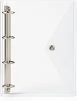 Caderno Fichário Pasta Organizadora 4 Argolas Transparente Fechamento com Botão