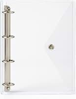 Caderno Fichário Flexível Pasta Organizadora 4 Argolas Transparente Fechamento com Botão