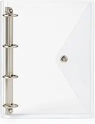 Caderno Fichário Pasta Organizadora 4 Argolas Transparente Fechamento com Botão