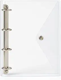 Caderno Fichário Pasta Organizadora 4 Argolas Transparente Fechamento com Botão