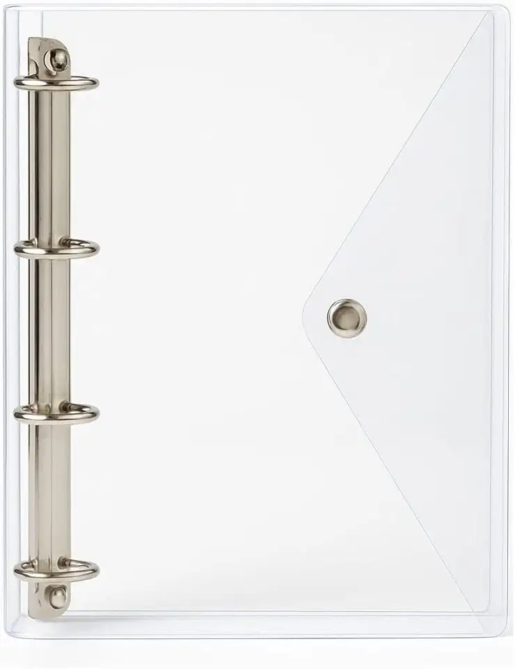 Caderno Fichário Flexível Pasta Organizadora 4 Argolas Transparente Fechamento com Botão
