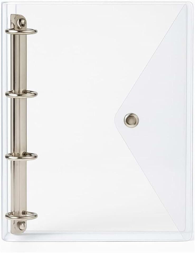 Caderno Fichário Flexível Pasta Organizadora 4 Argolas Transparente Fechamento com Botão