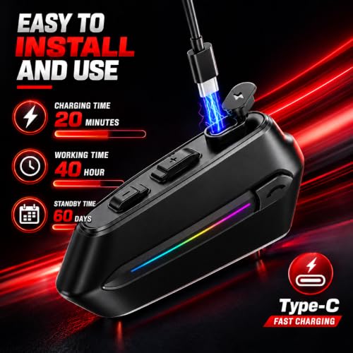 Image of Primate C5S Bluetooth Dual Earphone for Helmet with Wireless V5.4 Connectivity, HD Calling and HiFi Stereo Music, IP67 Waterproof Headset, Noise Reduction Mic, Universal Helmet