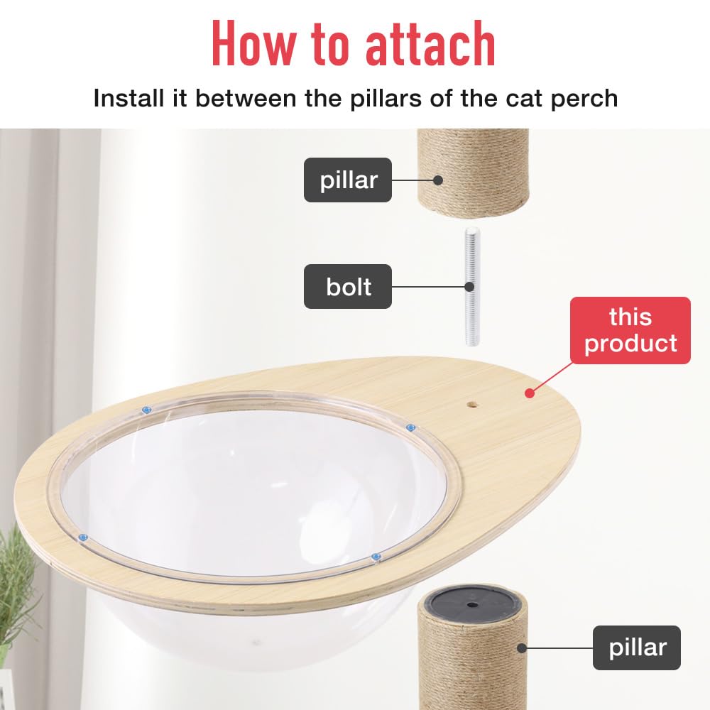 Glaskuppelnest für Katzen-Sitzstange, 30 cm, Katzen-Wandmöbel, Wandregale, transparent, Katzenbett für Indoor-Katzen