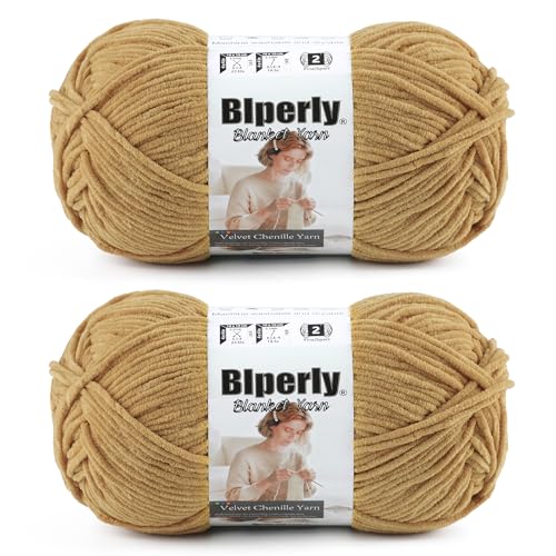 Image of Skinny Chenille Yarn for Crocheting, #2 Brown Thin Baby Blanket Plush Yarn | 2 Pack of 158 Yds, 1.7 Oz Sport Fingering Weight Fine Yarn, Soft Fluffy Velvet Yarn for Crochet knitting Blankets, Amigurumi