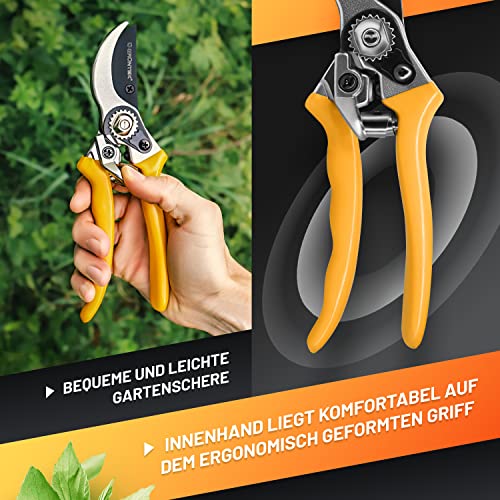 GRÜNTEK Tuinschaar fruitschaar specht 215 mm Bypass wijnschaar. Comfortabele boomplantenschaar met geldteruggarantie 90 dagen! - Afbeelding 5