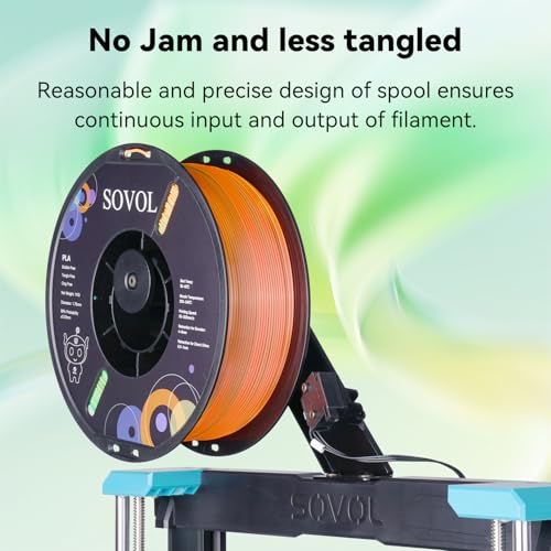 Image of Sovol PLA Filament Silk Tri Color Co-Extrusion 1.75mm, 3D Printer Filament 1kg / 2.2lbs, Shiny Silk Blue Green Orange 3 in 1 Coextrusion PLA Material + /-0.03mm
