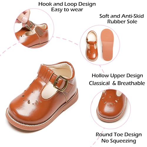 Image of PHIRAMIN Toddler Girl Mary Jane Student Oxford Shoes-Little Girl School Uniform Shoes for Wedding Party